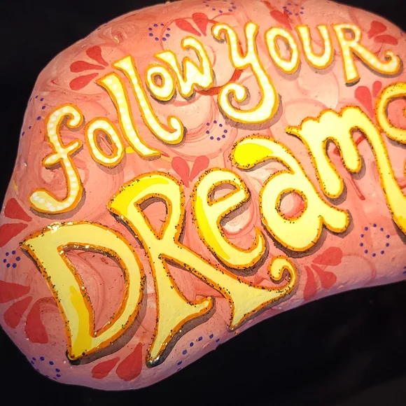 Hand Painted Rock Follow Your Dreams - Picture 6 of 9